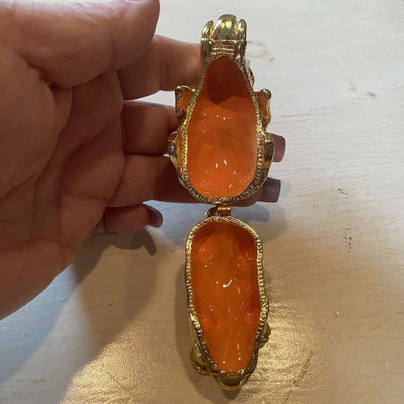 Gold Metal W/Red Jewels Elephant Trinket Box - Picture 3 of 3